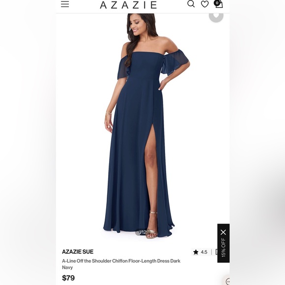 Azazie bridesmaid dress size A10 Navy - Picture 2 of 3